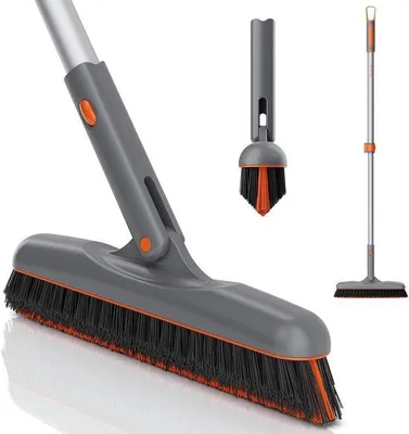 Produktbild von Famanu Fugenbürste mit langer Stange - 180° drehbar - V-förmige Duschschrubber - starre Borsten - 134,6 cm