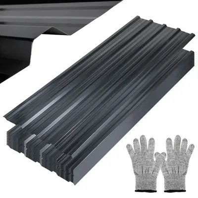 Produktbild von 12 Stück Trapezblech 129x46cm Profiblech SET inkl. 1 paar Handschuhe, Anthrazit verzinkt Dachblech 7m² Wellblech Dachplatten für Gerätehaus Carport