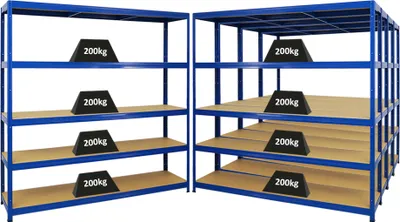 Produktbild von Mega Deal | 5x Schwerlastregal Giant Elephant | HxBxT 180x180x45cm | Fachlast 200kg | Blau