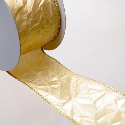 Produktbild von Crashribbon mit Drahtkante gold - 50 mm Breite auf 9.14 m Rolle - 97641 020-R