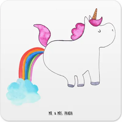 Produktbild von Mr. & Mrs. Panda Untersetzer für Gläser Einhorn Pupsen 10er Set - Weiß - Geschenk, Unicorn, Tischuntersetzer, Coaster, Freundin, Tassenuntersetzer, Getränke-Untersetzer