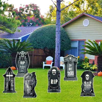 6 leuchtende Halloween-Grabsteine für Außen, Friedhofsdeko