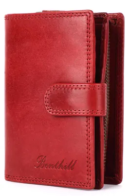 Produktbild von Benthill Damen Portemonnaie Leder | Echtleder Damen-Geldbörse mit RFID Schutz | Frauen Portmonee Mittelgroß | Vintage Ledergeldbörse inkl. Geschenkbox