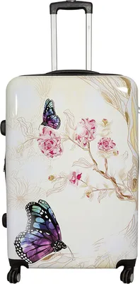 Produktbild von Schmetterling Reisekoffer Creme Mittlerer 80Li Motiv Rollen Koffer 67 cm Bowatex