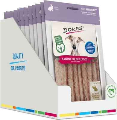Produktbild von DOKAS - Kaninchenfleisch getrocknet 12er Pack (12 x 70g)