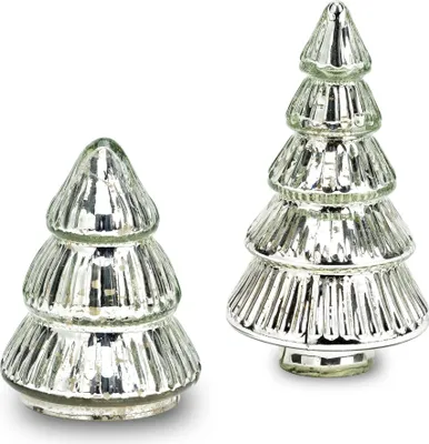 Produktbild von Tannenbäume Weihnachtsdeko Glasfiguren 2er Set silber