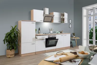 Produktbild von Küche Küchenzeile Küchenblock Einbauküche Eiche Weiß Merle 270 cm Respekta