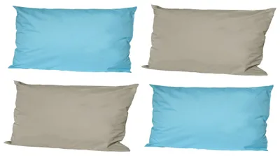 Produktbild von JACK 4x Outdoor Lounge Kissen 30x50cm viele Farben Dekokissen inkl. Füllung Wasserfest Sitzkissen Garten Stuhl, Farbe:2x Hellblau - 2x Taupe