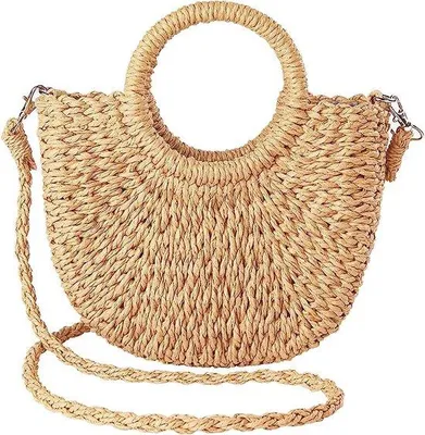 Produktbild von Famanu Strohtasche mit Quaste - Handgewebt, Sommer, Beige