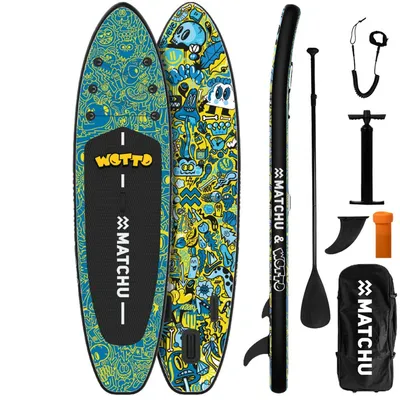 Produktbild von Matchu Sports Stand Up Paddle Board Art Wotto Aufblasbar 320x81x15 cm - Limited Edition SUP Board Set - Surfbrett - Paddle Surf Board mit Zubehör