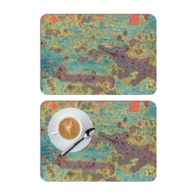 Zdjęcie produktu dla Designerska podkładka z bezpośrednim nadrukiem 43 x 30 cm, podkładka Trwała, zmywalna, nieszkodliwa dla zdrowia, zardzewiały metal