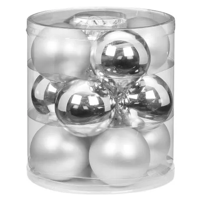 Produktbild von Weihnachtskugeln 12 Stk 8cm Frosty Silver