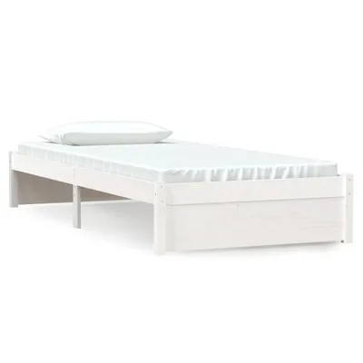 Image de vidaXL Lit en bois massif blanc 90x190 cm