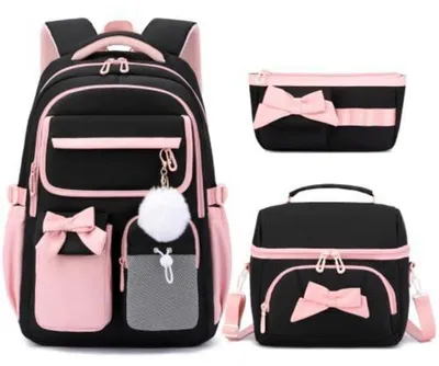 Produktbild von Schulrucksack Mädchen Set Schwarz-Rosa 3.-9. Klasse 3-teilig