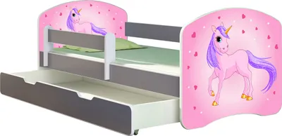 Immagine prodotto di ACMA letto per ragazzi letto per bambini completo di materasso a doghe e protezione anticaduta grigio 17 pony 180x80 + rete