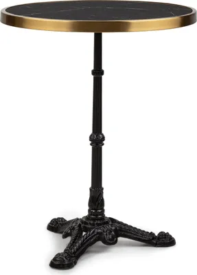 Produktbild von blumfeldt Patras - Bistro-Tisch, Gartentisch, Deko-Zierkante, Gusseiserner Standfuß, für drinnen und draußen, wasserfest, frostsicher, 57,5 cm Ø 72 cm Höhe, schwarz
