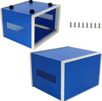 Image de Rosfix Boîtier Métallique Bleu 80 x 170 x 130 mm – Boîtier Électronique | Propriétés Antistatiques, Résistance à la Corrosion | Bricolage