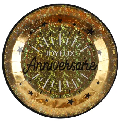 Produktbild von 10 Pappteller Alles Gute zum Geburtstag Schwarz + Gold 22,5 cm metallisch -