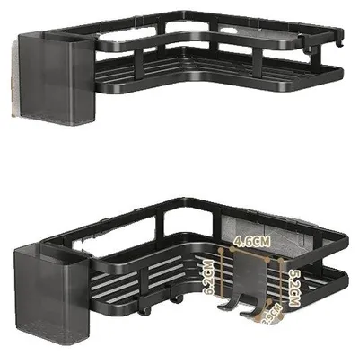 Immagine prodotto di Scaffale angolare, acciaio inossidabile, doppio design, nero-B