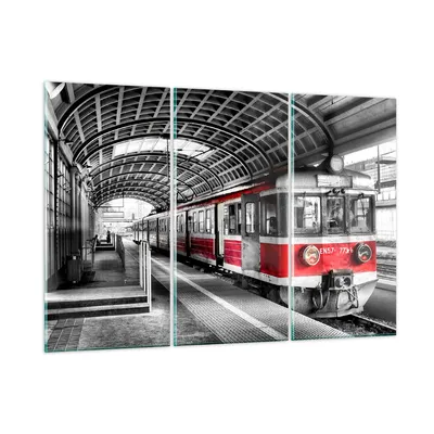 Produktbild von Bilder auf glas - Bahn Bahnhof Zug Transport - 105x70cm - Glasbilder - Wandbilder - Kunstdruck - zum Aufhängen bereit - Wanddekoration aus Glas - Glas Bilder - Wandbild auf Glas - GCE105x70-2558