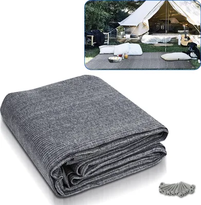 Obrázek produktu pro Aopunly markýza koberec 300x400cm stan koberec s 13 hřebíky a 12 otvory kempování koberec HDPE stanová podložka, šedá