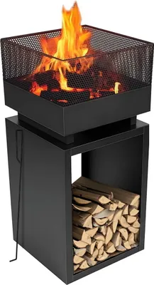 Produktbild von JW Feuerstelle "DON" Feuerschale auf Säule mit Holzfach 2678
