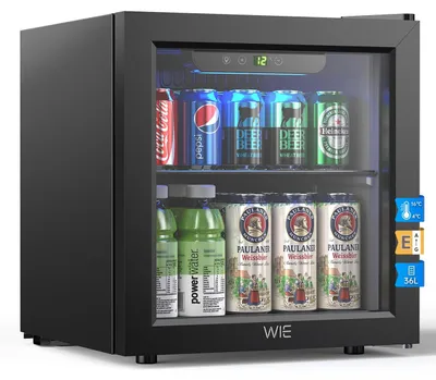 Mini-Getränkekühlschrank 36 L, Glastür, LED, leise, 55 Dosen