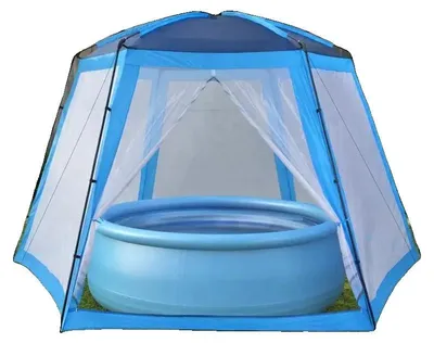 Image de Tente pour piscine, installation facile, résistante aux intempéries, bleue