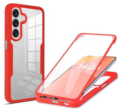 Produktbild von 360 Grad Rundum Schutz Handyhülle für Samsung Galaxy A26 5G Full Cover Vollschutz Case Farbe: Rot