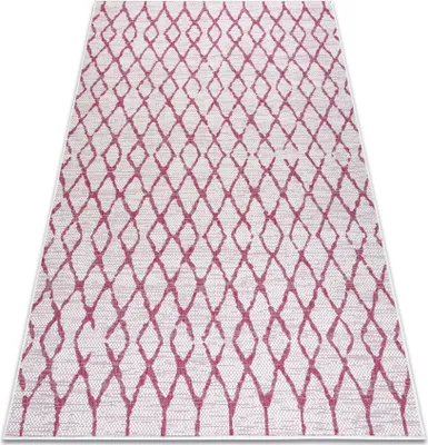 Produktbild von Teppich SISAL SION Gitter 22129 flach gewebt ecru / fuchsie Rosa 180x270 cm