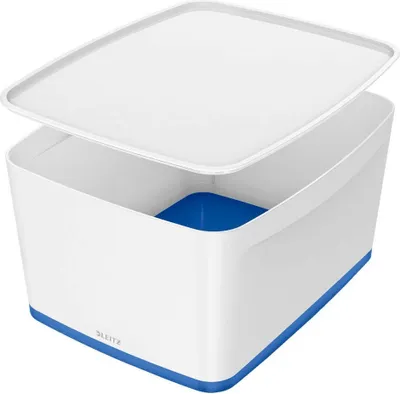 Produktbild von LEITZ MyBox Aufbewahrungsbox 18,0 l perlweiß/blau 38,5 x 31,8 x 19,8 cm, 1 St.