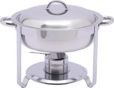 Produktbild von Chafing Dish - Buffetwärmer Speisenwärmer - Rund - Edelstahl - 5 Liter - Silber