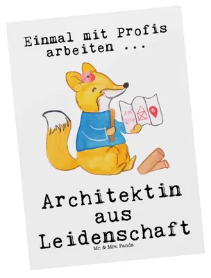 Produktbild von Mr. & Mrs. Panda Postkarte Architektin Leidenschaft - Weiß - Geschenk, Spruch, bildkarte, Architekturbüro, Innenarchitektin, Studium, Postkarten, Beruf, Ansichtskarten