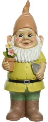 Produktbild von Decoris Gartenzwerg - mit Pflanze - Polystone - H29 cm
