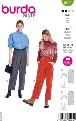 Produktbild von Damenhose Cordstoff, geschnittenes Schnittmuster, Größe 36-48, mit Taschen für die Küche