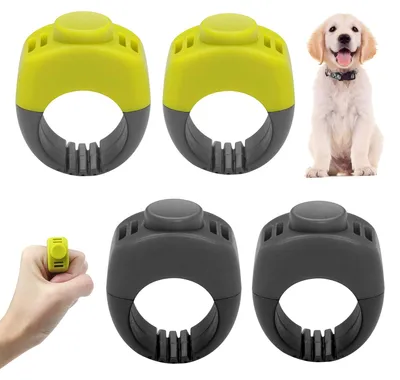Produktbild von Ein 4-teiliges Clicker-Set für Hunde mit Fingerring