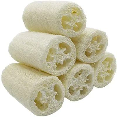 Produktbild von 6 Stücke  Natürliche Luffa, Luffa-Schwamm Spa Peeling Scrubber Luffa Body Wash Schwamm entfernen abgestorbene Haut Küche Reinigungsmittel für Haushalt (ca. 4")