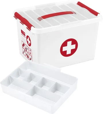 Produktbild von Sunware Q-line, Aufbewahrungsbox, Rot, Weiß, Rechteckig, Muster, Drinnen, Krankenhauszimmer, Kinderzimmer