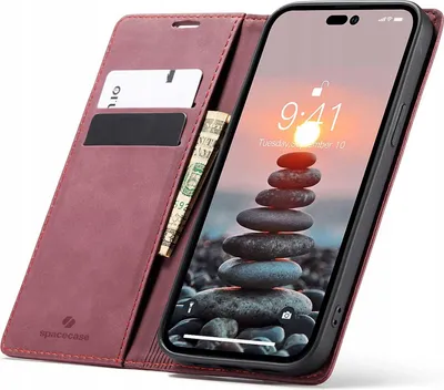 Image de SPACECASE Etui portefeuille pour iPhone 14 Pro Rouge