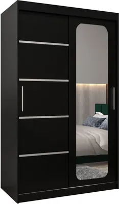 Produktbild von MEBLE KRYSPOL Promo 2120 Schlafzimmerschrank zwei Schiebetüren - Mattschwarz