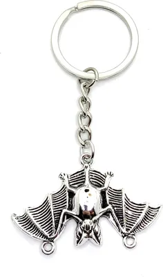 Produktbild von Onwomania Schlüsselanhänger Fledermaus hängend Silber Metall Anhänger Charm