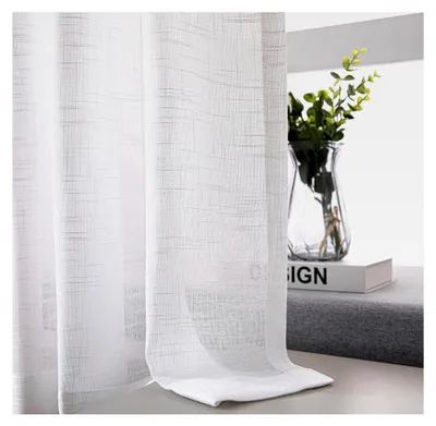 Produktbild von 2er Set Halbtransparente Scheibengardinen Bistrogardine Weiß Fenstervorhang für kleine Fenster in Küche und Wohnzimmer (Weiß, B 90 x H 60 cm)