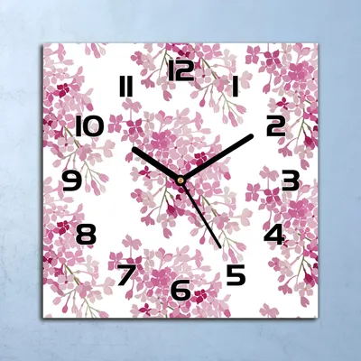 Produktbild von Wanduhr Echt-Glas-Küchenuhr Flieder Rosa Blumen Quarz 30x30 Deko Bilder