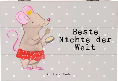 Produktbild von Mr. & Mrs. Panda Truhe Maus Beste Nichte der Welt 22 x 15 cm - Grau Pastell - Geschenk, Box, Geschenkbox, Patenonkel, Schatzkiste, Patenkind, geschenkkiste, Geschenkidee