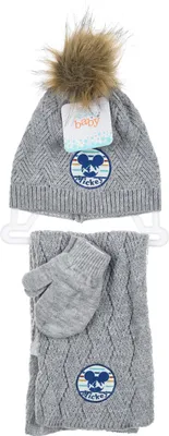 Produktbild von Mickey Mouse Kinder Winter Set 3 tlg. Mütze, Handschuhe und Schal Jungen, Farbe:Grau, Größe:48
