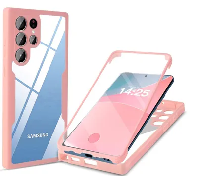 Produktbild von 360 Grad Rundum Schutz Handyhülle für Samsung Galaxy S22 Ultra Full Cover Vollschutz Case Farbe: Rose