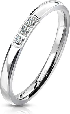 Produktbild von Damen Ring Edelstahl Zirkonia Kristalle Herren Stapelring Bandring Autiga® silber 49 - Ø 15,70 mm
