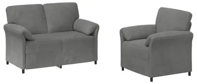Image de vidaXL Ensemble de canapés, 2 pièces, gris foncé, en velours