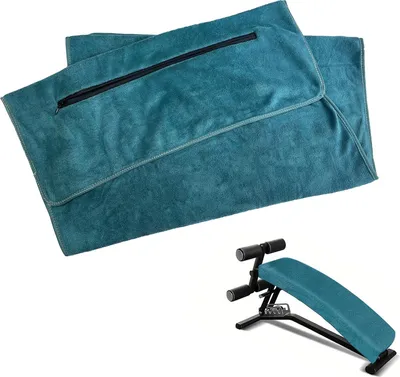 Produktbild von Sporthandtuch, Fitness Handtuch mit Rei?verschluss Tasche, 120 x 50 cm Gym Handtuch, fš¹r Fitnessstudio und Training, Sport, Blau