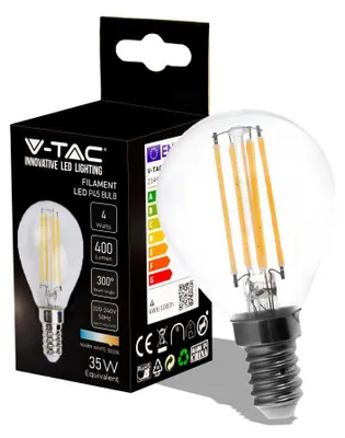 Immagine prodotto di V-TAC VT-1996 Lampadina LED 4W E14 filamento mini globo goccia bianco caldo 3000K - SKU 214300